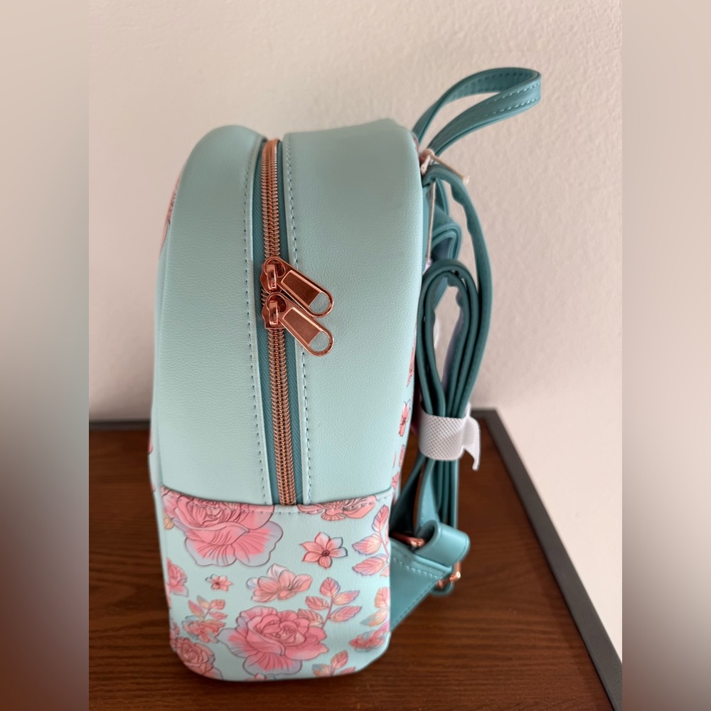 NWT Disney Cinderella Blue and Pink Floral Loungefly Backpack - Picture 2 of 5